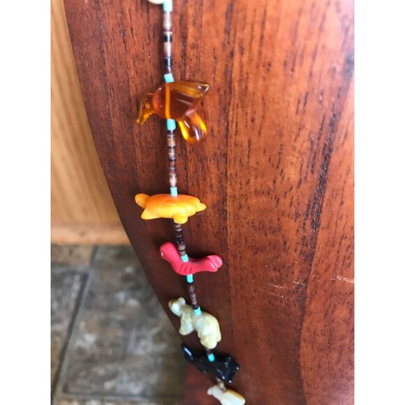 Vtg Zuni Fetish Necklace Native American Hand Carved Turquoise Thunderbird - Picture 5 of 10